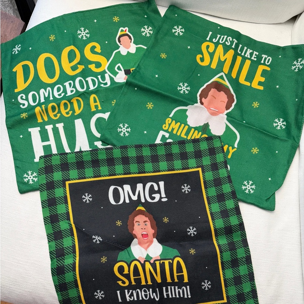 ELF the Movie Pillow Covers 18”x18” Christmas Theme
EUC Used Once